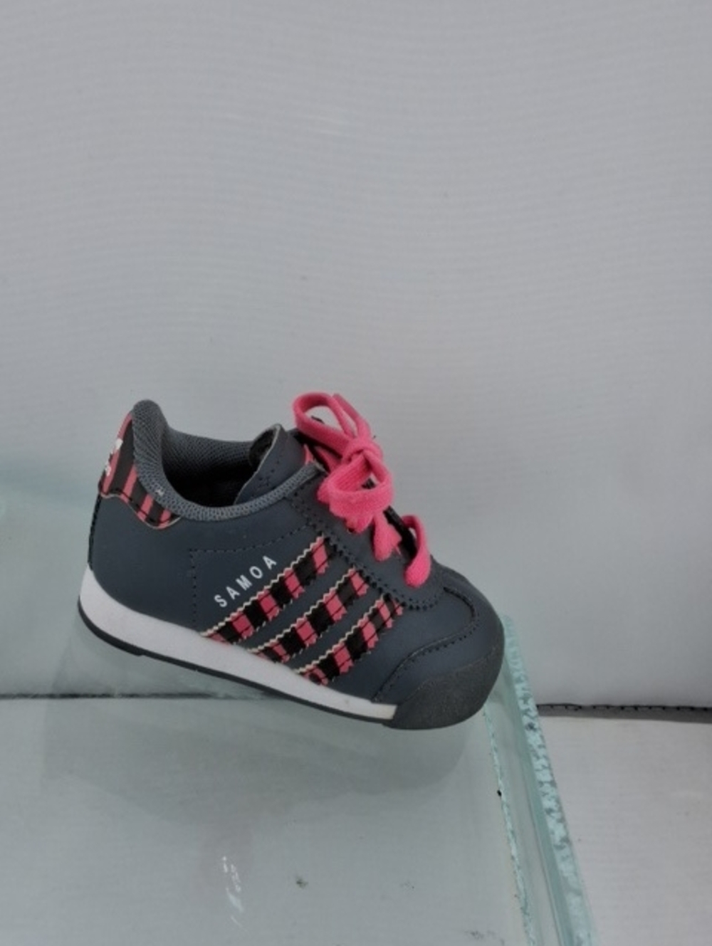 adidas Kids Gray Sneakers with Pink Accents